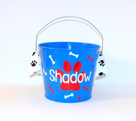 Pet Storage / Treat Bucket / New Puppy Gift by RayneEDayCrafts