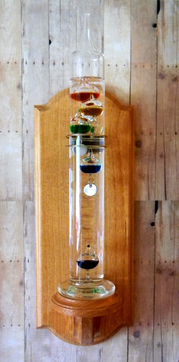 Large Colorful Galileo Thermometer With Beautiful Custom Wood