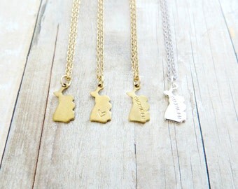 Michigan State Charm Personalized Necklace (Gold or Silver)