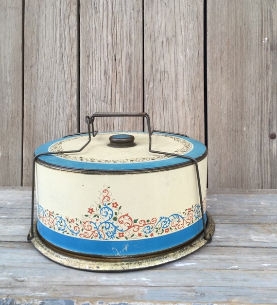 cake carrier and pie carrier vintage tin cake carrier