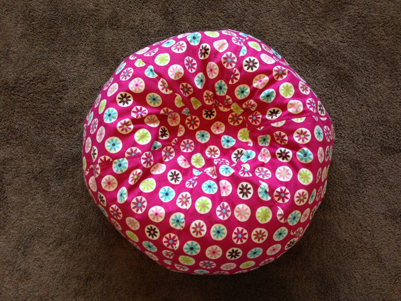flowers on pink kids bean bag chair