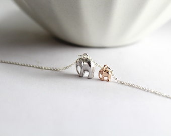New Mom Necklace. Elephant jewelry. Elephant necklace, Two tone Elephant Necklace.New mother Necklace ,Gift for New Mommy.Mom,Mother Babe.