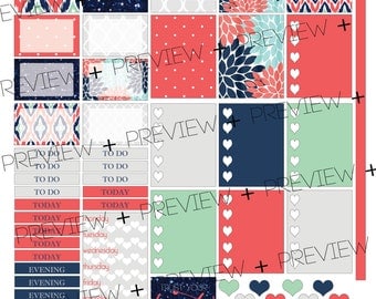 PRINTABLE Planner Stickers - Coral Story - 2 PAGES!