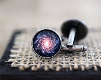 Milky Way Galaxy Cufflinks, Milky Way Cuff links, Galaxy Cufflinks, Space Cufflinks, Space Jewelry, Science Jewelry, Space Wedding, Science