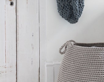 Large cotton beige basket | storing basket | nursery basket | beige nursery decor | large beige bag | crocheted basket | laundry basket