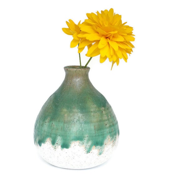 Narrow Neck Turquoise Drip Bud Vase