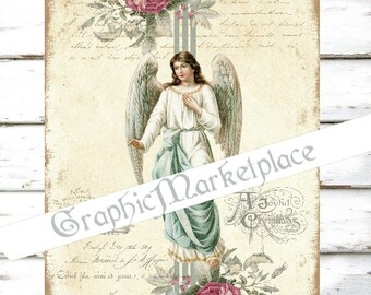 Victorian Angel Shabby Chic Christmas Noel Anges Transfer Instant download digital collage sheet graphic printable No. 1289