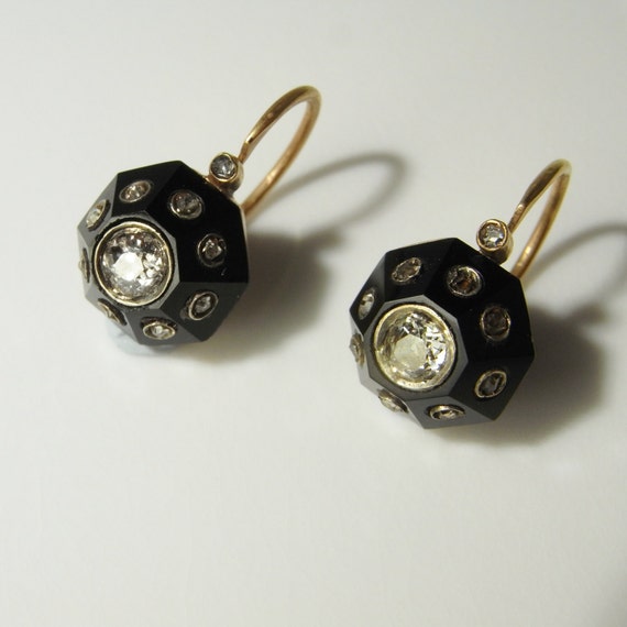 Victorian Diamond Earrings Onyx