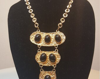 FREE SHIPPING 1980 Gold runway Bib Necklace