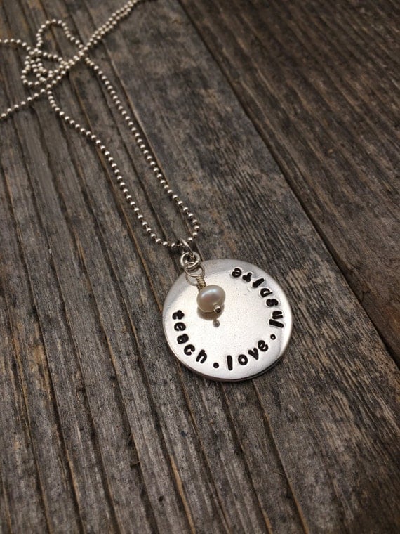 Hand stamped Pewter necklace Silver plated by CharmsandBlessings