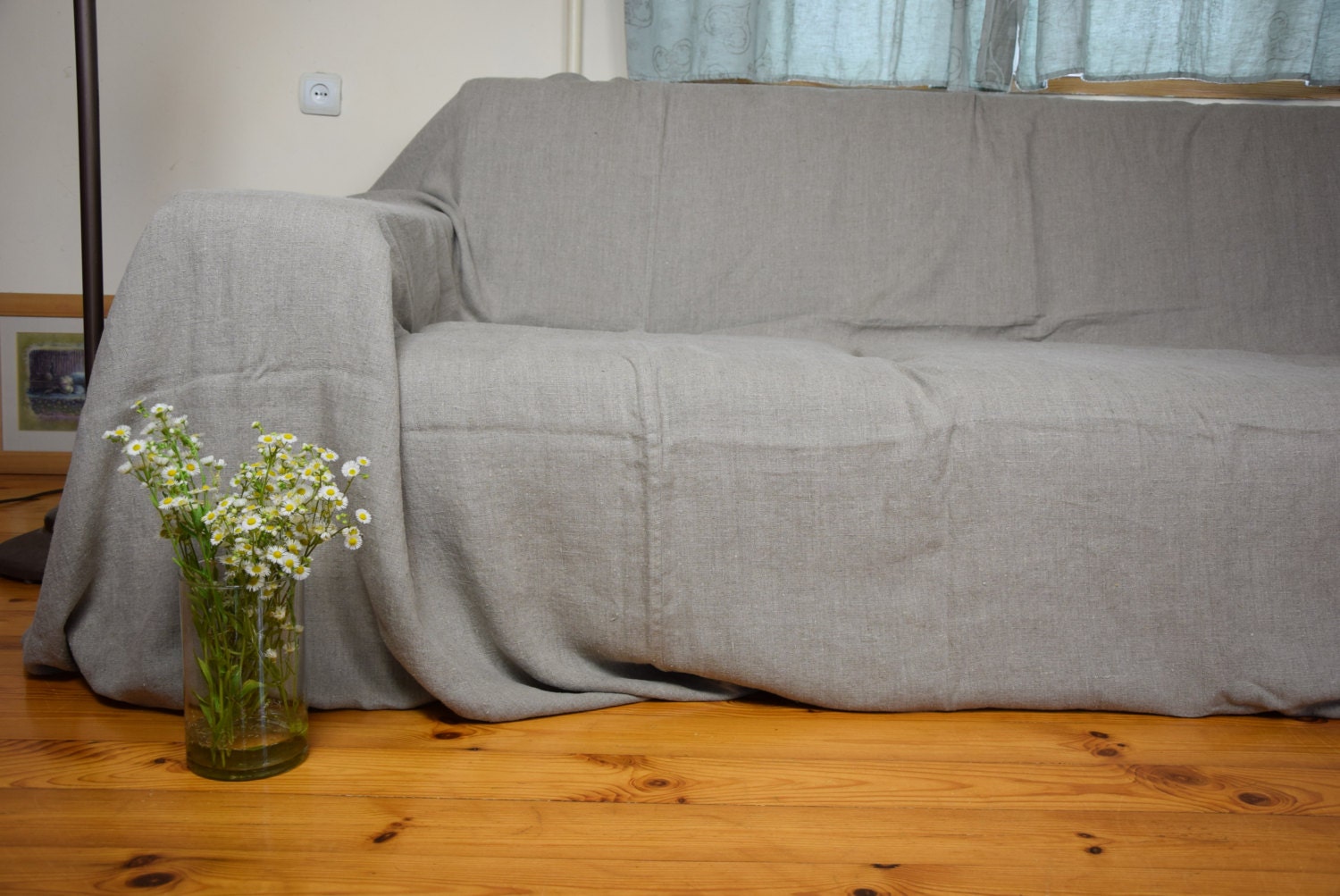 COUCH COVER. Pure 100 linen stone washedsoftened standard