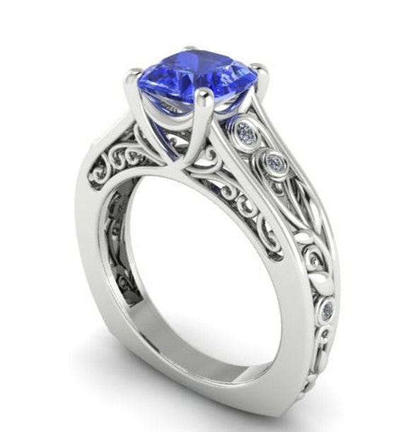 Natural Tanzanite ring Wedding and Engagement ring Diamond