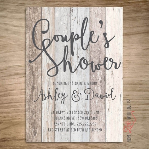 Rustic Couples Shower Invitation Printable Shabby Chic Boho