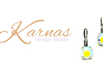 SAND OPAL AB 8Mm Crystal Chaton Drop Earrings Made With Swarovski Elements *Pick Your Finish *Karnas Design Studio *Free Shipping*