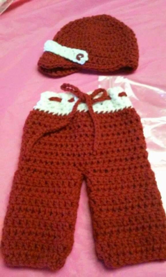 Crochet newborn baby pants set 2pc pants and hat set crochet