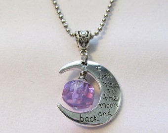 Cremation Urn Necklace with Mini Crystal Vial and I Love You to the Moon and Back Pendant