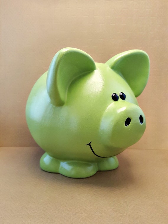 Large Green Piggy Bank Perfect for Baby Nursery or Kid's