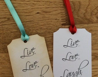 10 x Vintage Style Wedding Wishing Tree Tags Live Love Laugh Wedding Cards