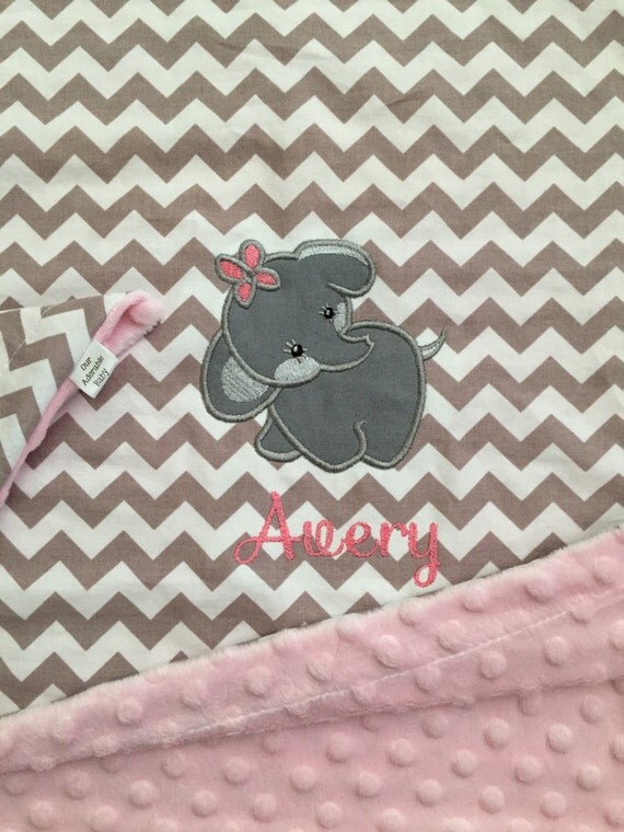 Elephant Baby Blanket Personalized Elephant by OurAdorableBaby
