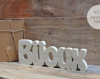 Bijoux Wood PuzzleLetters Handmade Cutting - Hand Cut Wooden Puzzle, Free Standing Letter