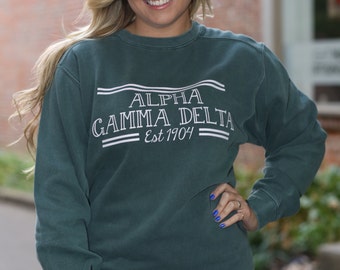 Alpha Gamma Delta Comfort Color Crewneck Sweatshirt - AGD Letter Shirt - Comfort Color Oversized Shirt