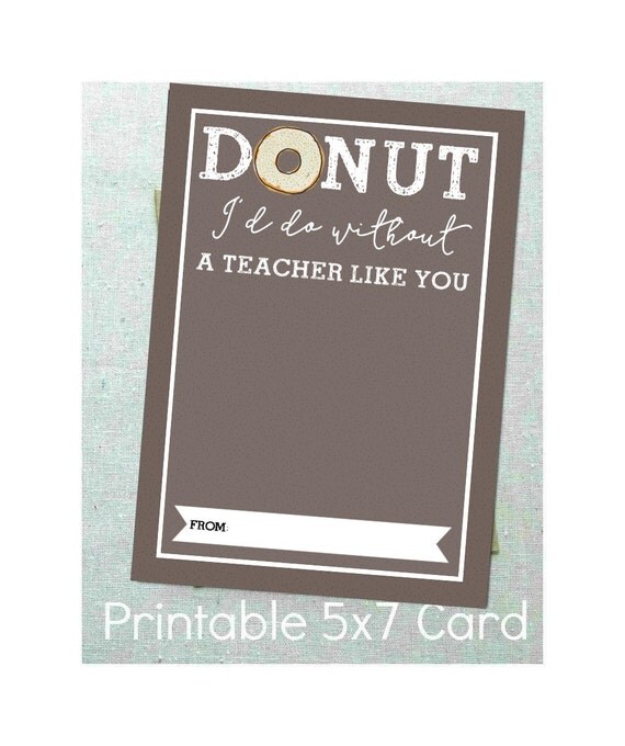 Instant Printable Gift Cards | instant printable teacher appreciation card 5x7 donut i d Instant Printable Gift Cards | instant printable teacher appreciation card 5x7 donut i d