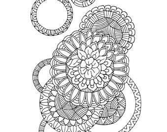 Printable Sea turtle zentangle digital colouring page