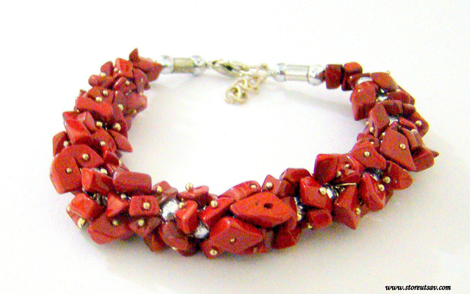 Bracelet Red Jasper Chips Natural Authentic by ...