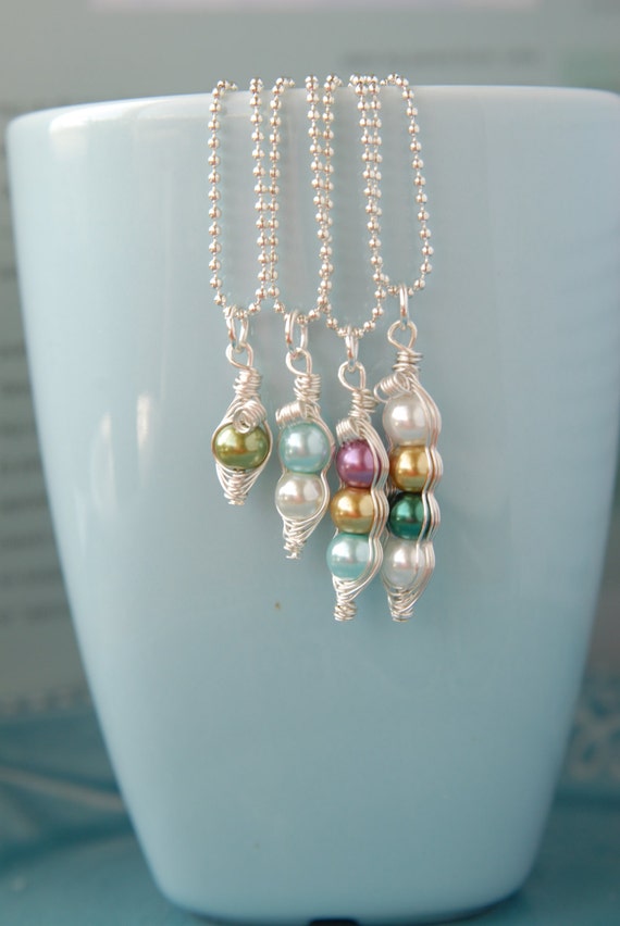 Pea Pod Necklace Peapod Necklace Pearl Necklace by  