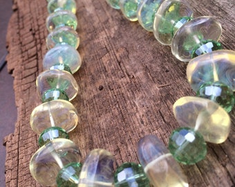 SALE, CLEARANCE, green & clear glass bead statement choker, contemporary green choker, green necklace, gift for her, green jewelry, choker