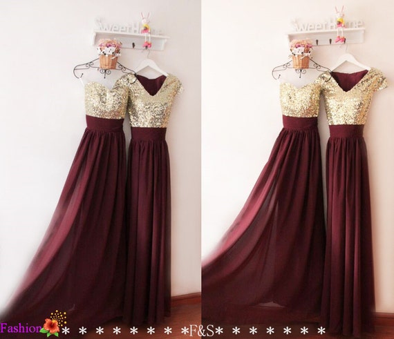  Prom  DressSexy Burgundy  Evening DressBridesmaid DressSequin