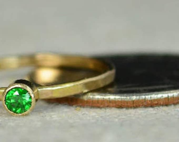 Classic 14k Gold Filled Emerald Ring, Gold Solitaire, Solitaire Ring, 14k Gold Filled, May Birthstone, Mother's Ring, Gold Band, Yellow