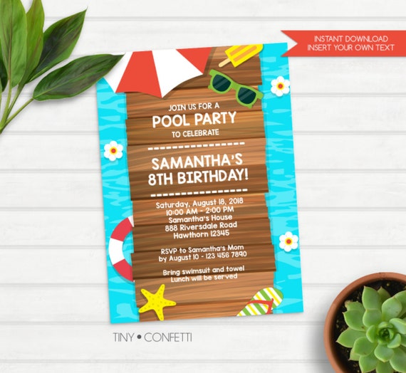 Adult Pool Party Invitations 6