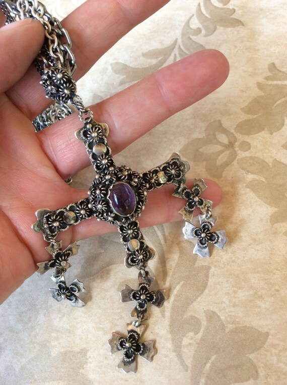 Vintage STERLING MEXICAN CRoSS NECKLaCE by DamselindistressNJ