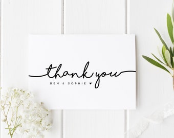 Thank You Wedding Card, Wedding Thankyou Personalised, Simple Wedding Thank You Card, From The New Mr & Mrs, Pretty Wedding Thank You Card