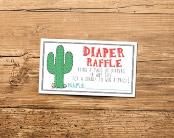 Cactus Diaper Raffle Ticket Insert Fiesta Baby Shower Printable Download, Taco Bout, Gender Neutral, Southwestern, With Matching Invitation