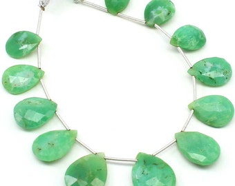 Natural Chrysoprase Faceted Pear Shape, Natural Australian Chrysoprase pear briolette in good colour.(sku2906)