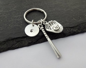 Baseball Keyring, Initial Baseball Keyring, Baseball Keychain, Baseball Player, Base Ball, Hand Stamped, Baseball Gifts, Personalised,Sports