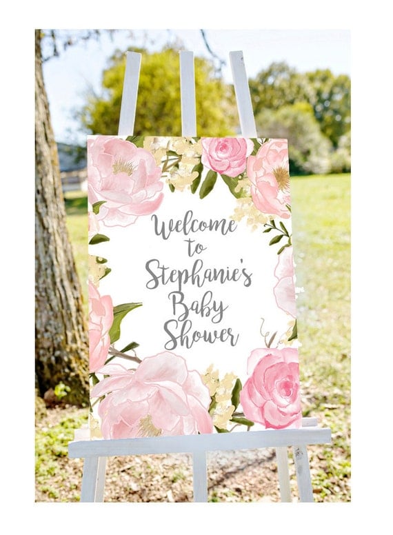 Baby shower welcome sign Welcome to baby shower sign pastel