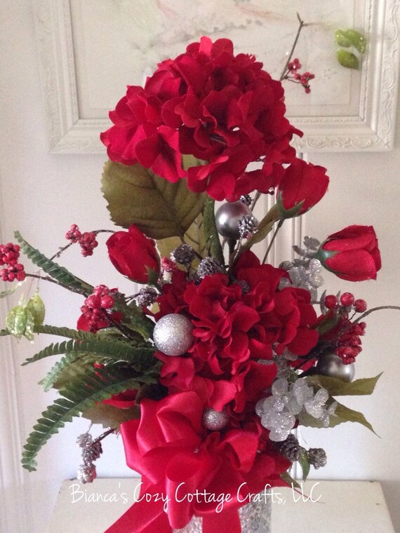 Christmas floral red flower arrangement artificial floral