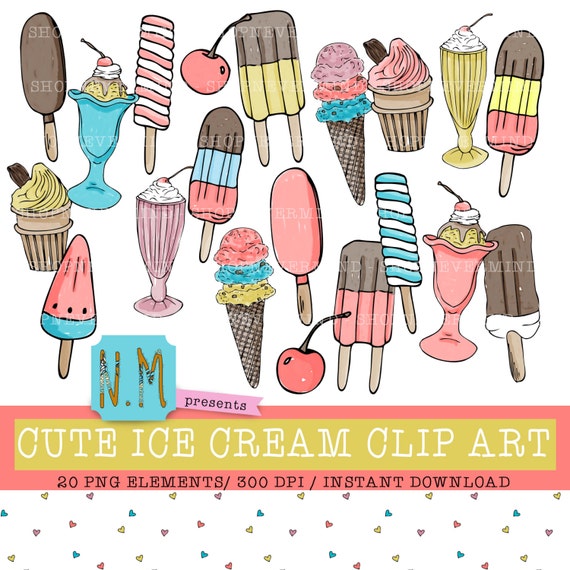 Ice Cream clip art set cute ice cream clipart kit by ...