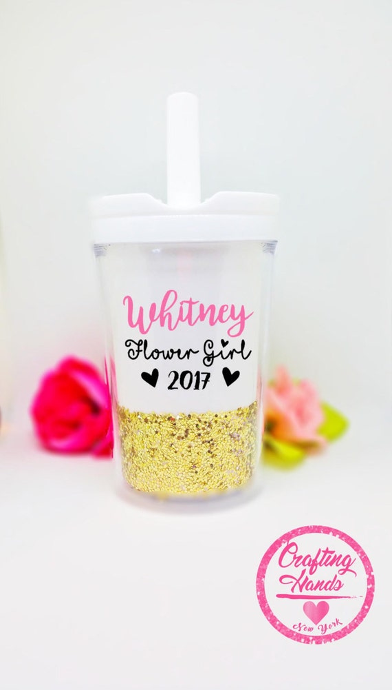Flower Girl Sippy Cup Personalized girl tumbler by CraftingHandsNY