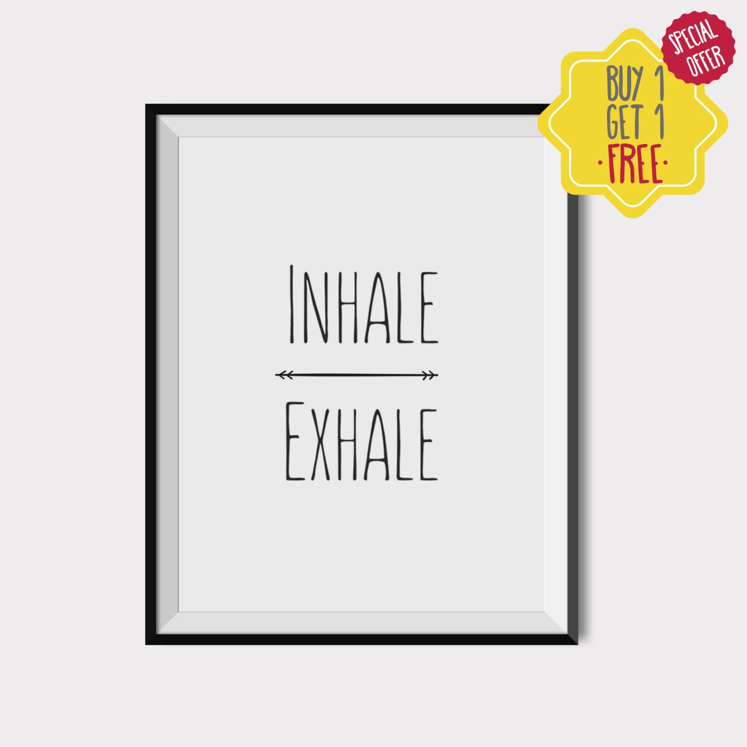 Inhale Exhale Print Yoga Quotes Yoga Print Meditation Art