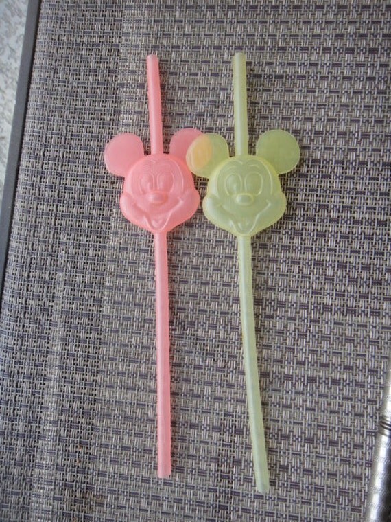 Vintage Mickey Mouse Walt Disney Productions Happy Straws Pink