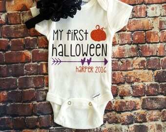 My first halloween onesie, Halloween onesie, Personalized Halloween onesie,