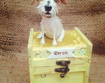 Small Personalized Pet Urn clay folk art sculpture or memorial based on your pets photo