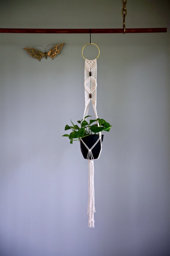 Items similar to Macrame Plant Hanger - 45" Natural White 