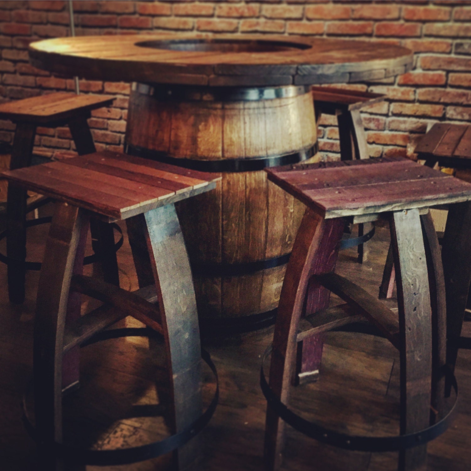 Wine Barrel Cocktail Table by BeyondaBarrel on Etsy