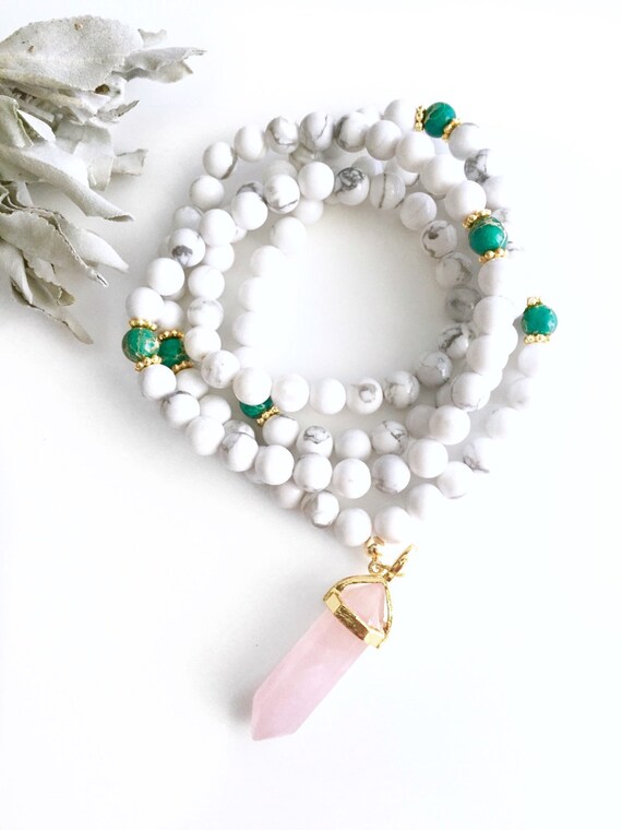 Howlite Mala Healing Crystal Jewelry Mala Necklace Mala