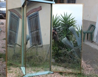 Antique mirror: French mirror, triptych mirror, French BROT mirror, antique mirror